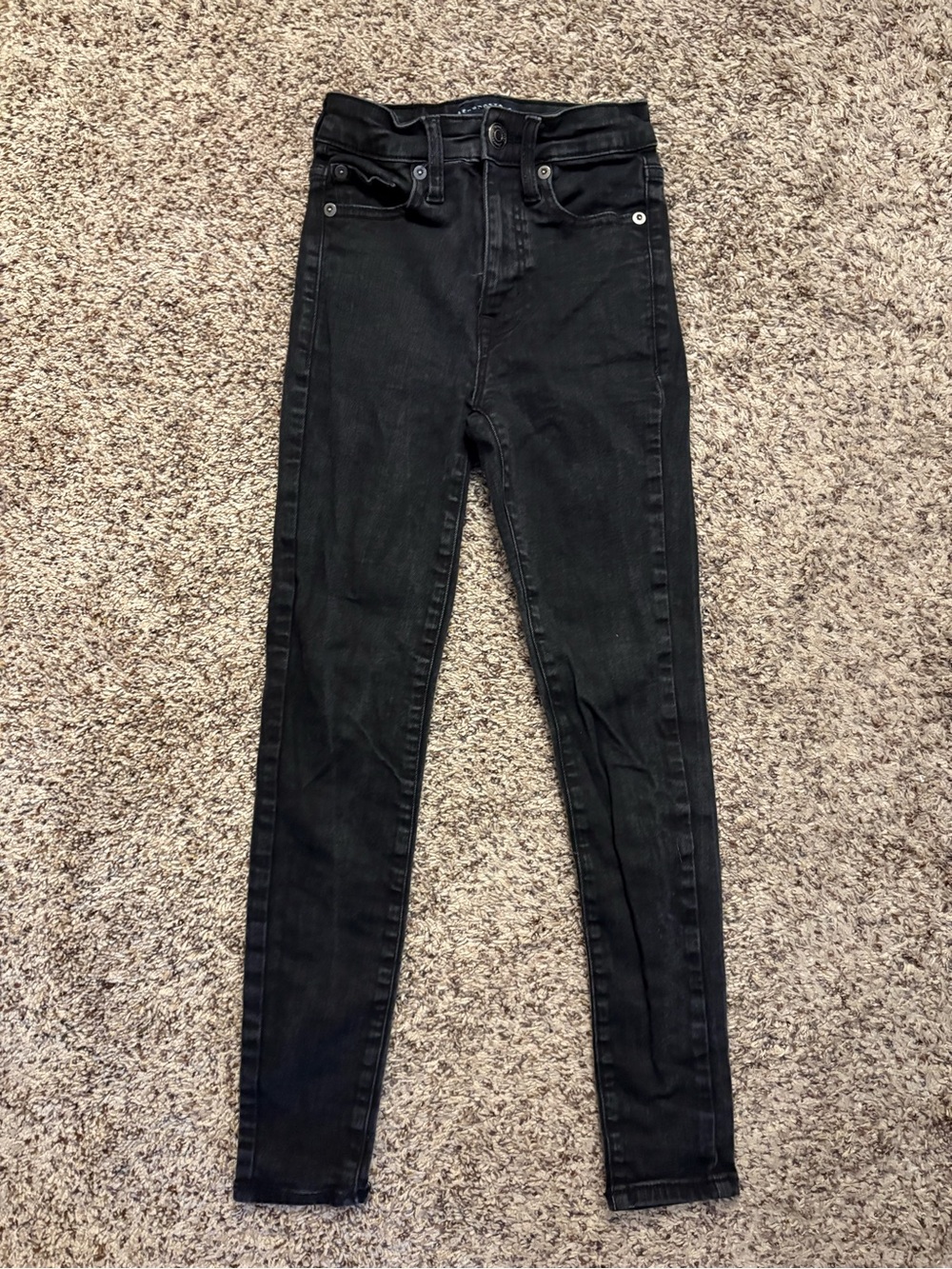 Aeropostale Super High Rise Black Jeggings Skinny Jeans Size 00 XS Stretch Denim
